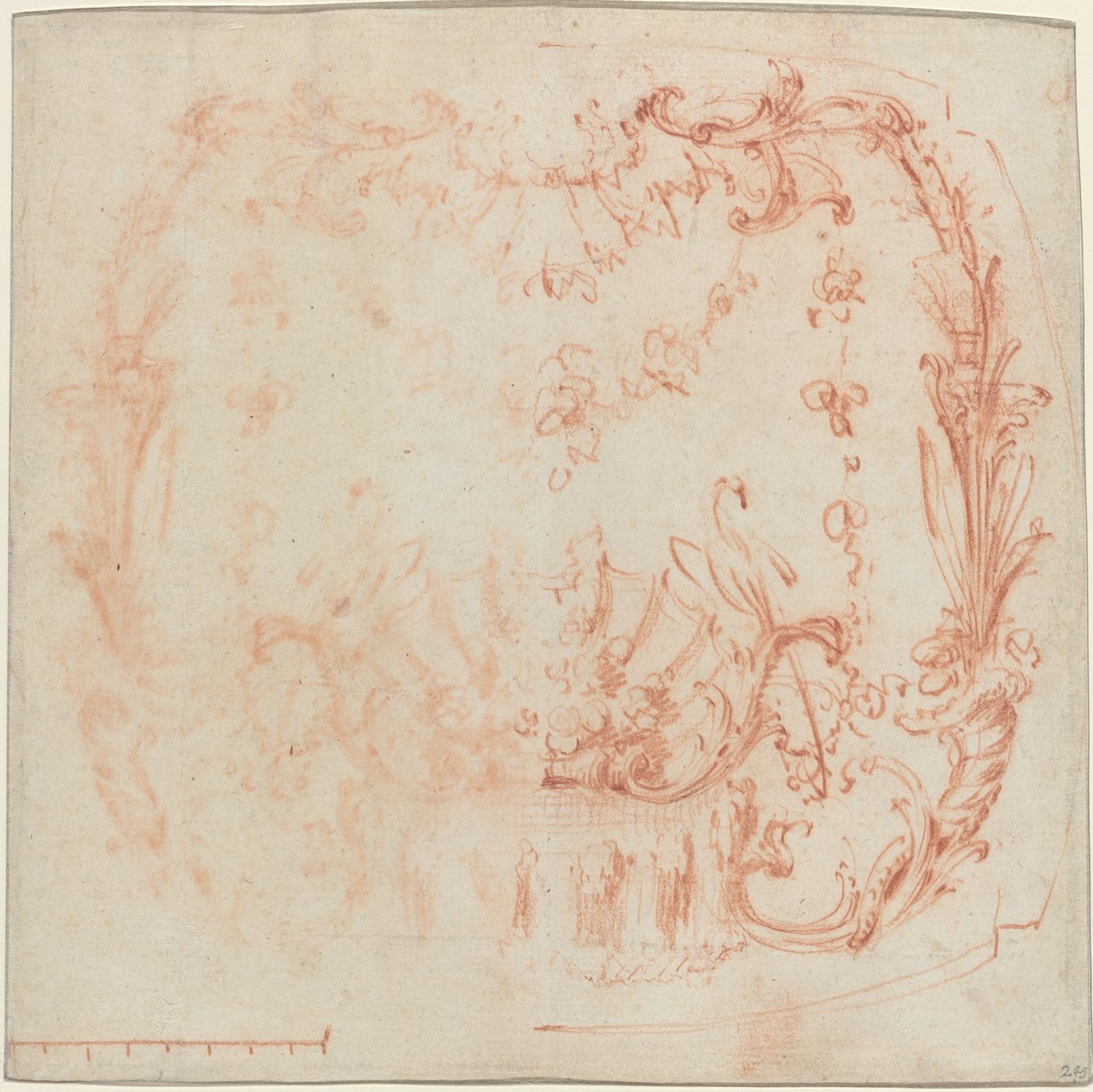 Design de parede rococó com fonte e cisnes [verso] de Jean Baptiste Joseph Pater
