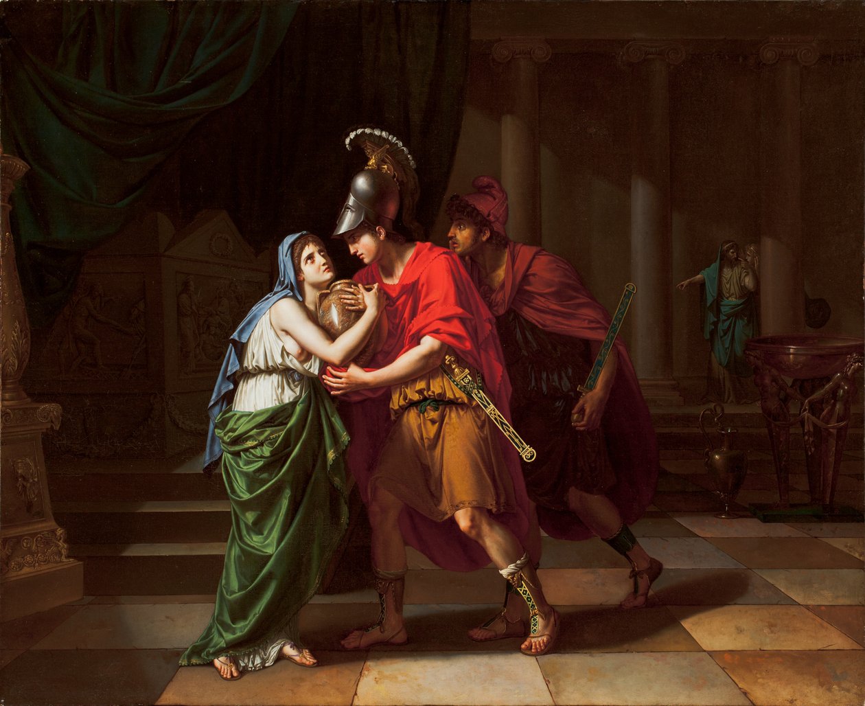 Electra Recebendo as Cinzas de seu Irmão, Orestes, 1826-27 de Jean Baptiste Joseph Wicar