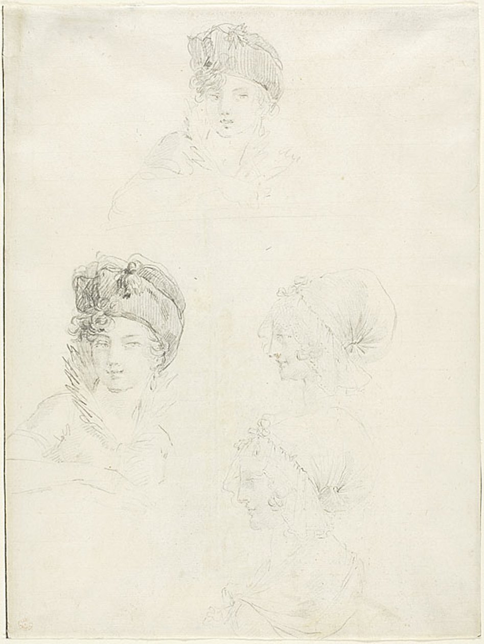 Quatro esboços de duas mulheres de Jean Baptiste Joseph Wicar