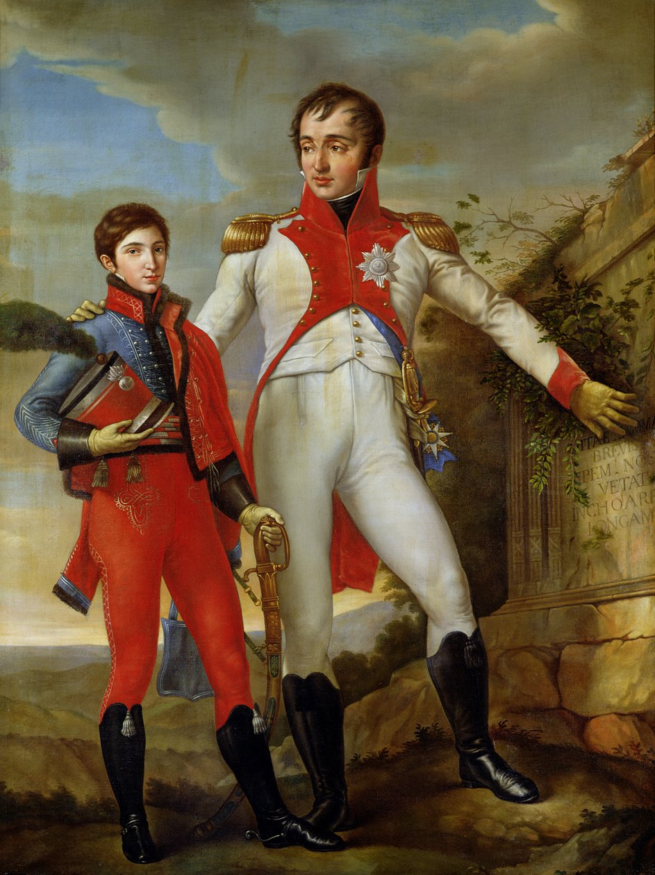 Louis Bonaparte (1778-1846), rei da Holanda e Luís Napoleão (1804-1831) príncipe herdeiro da Holanda, c.1806 de Jean Baptiste Joseph Wicar