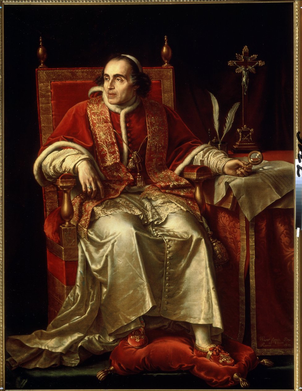 Retrato do Papa Pio VII (1742-1823) de Jean Baptiste Joseph Wicar (1762-1834). Óleo sobre tela de Jean Baptiste Joseph Wicar