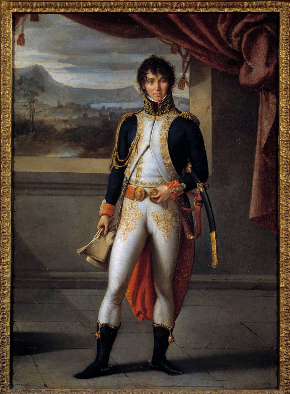 Portrait en pied de Joachim Murat (1767-1815) marechal de France Pintura de Jean Baptiste Joseph Wicar (1762-1834) 1808 Sol. 0,56x0,73 m Lille, musee des Beaux Arts - Retrato completo de Joachim Murat (1767-1815), Marechal de França. Pintura de Jean B de Jean Baptiste Joseph Wicar