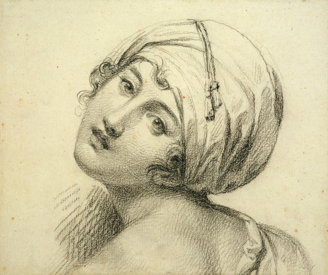 Retrato de Emma (c.1765-1815) Lady Hamilton (giz preto sobre papel) de Jean Baptiste Joseph Wicar