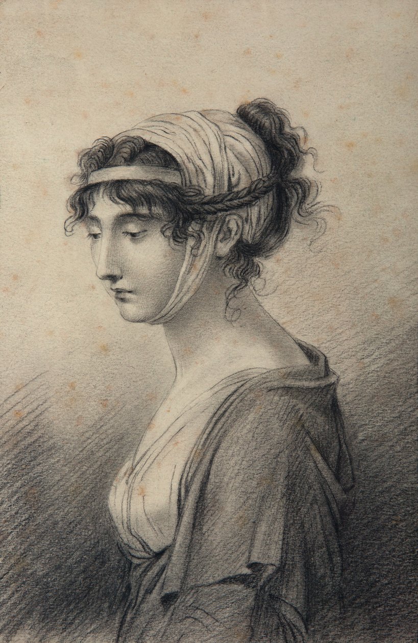 Retrato de Pauline Bonaparte, Princesa Borghese (papel preto no papel) de Jean Baptiste Joseph Wicar