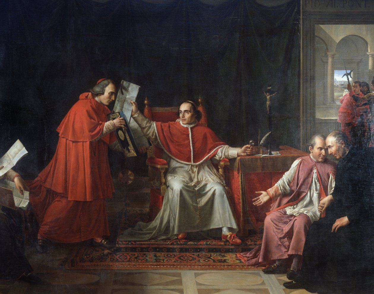 Assinatura da Concordata entre a França e o Santo Siege, pelo Papa Pio VII (1742 - 1823), 15 de agosto de Jean Baptiste Joseph Wicar
