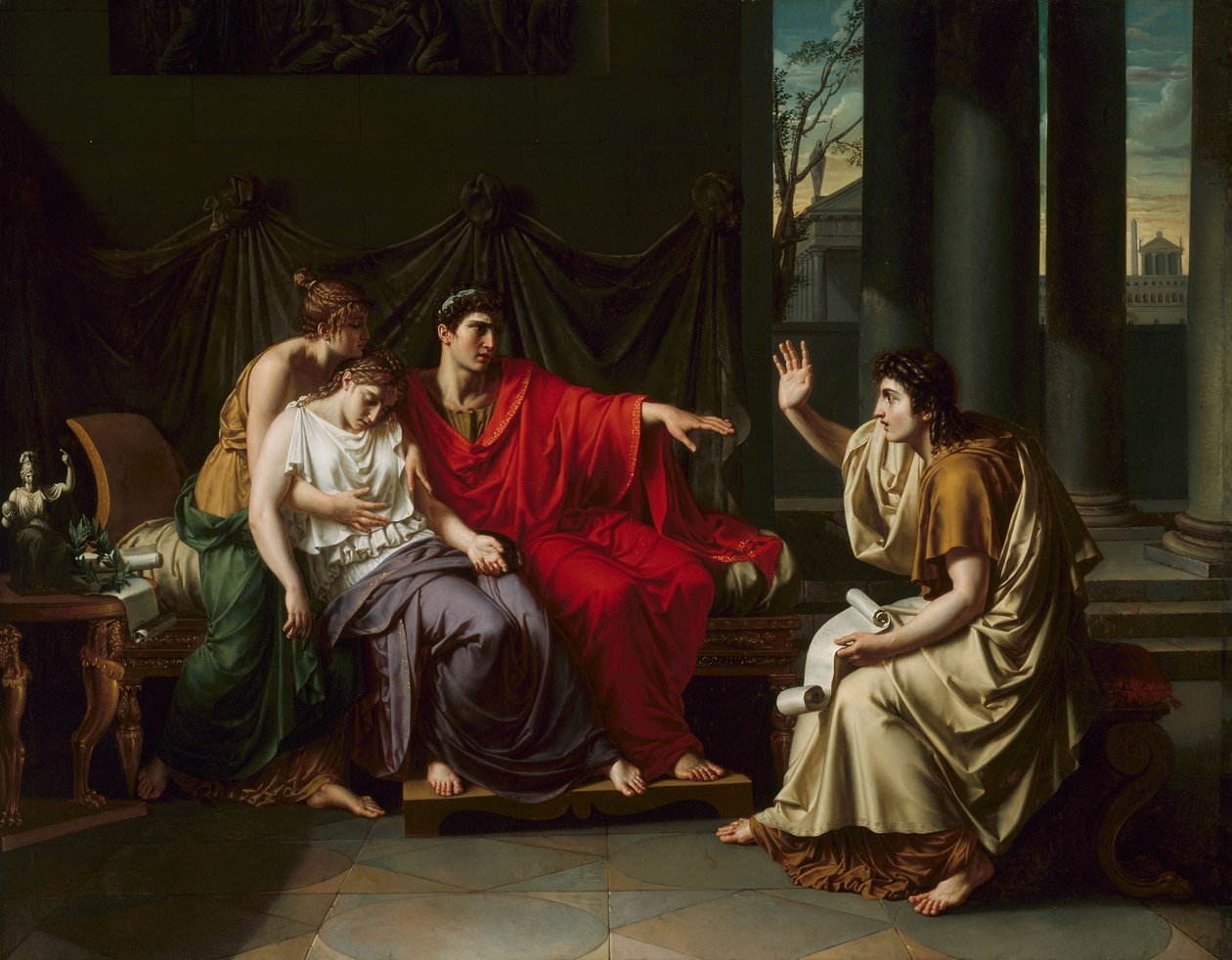 Virgílio lendo a "Eneida" para Augusto, Otávia e Lívia de Jean Baptiste Joseph Wicar