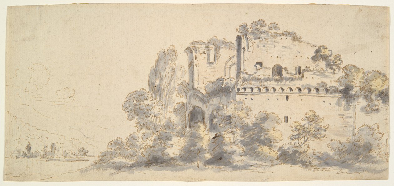 Paisagem italiana com ruínas de Jean Baptiste Lallemand