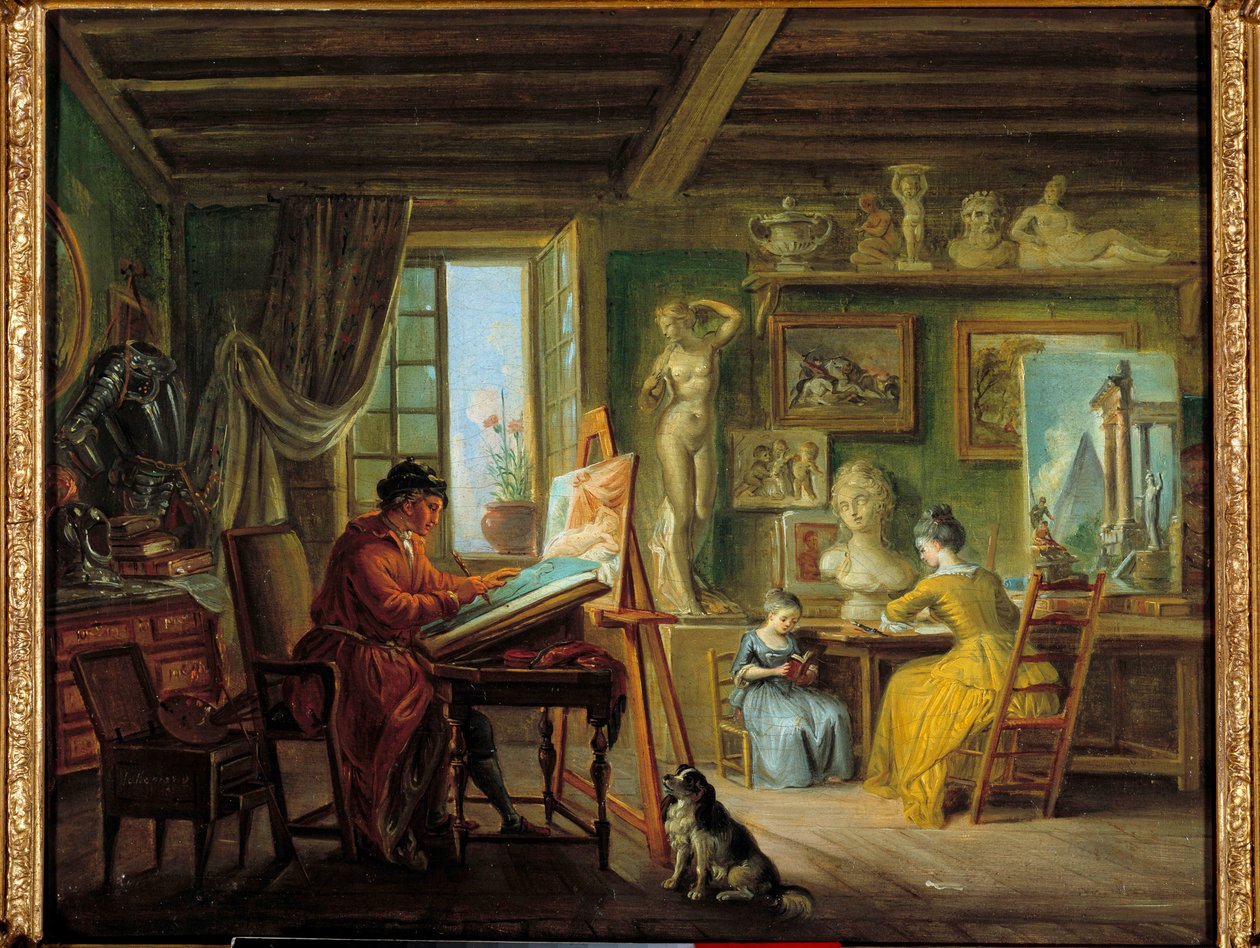 A oficina de pintura de Jean Baptiste Lallemand (1710-1803) Dijon do século XVIII, Museu de Belas Artes de Jean Baptiste Lallemand