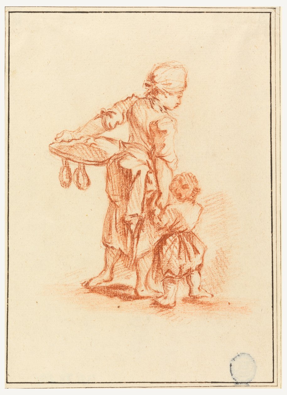 Uma mulher conduzindo uma criança de Jean Baptiste Le Prince
