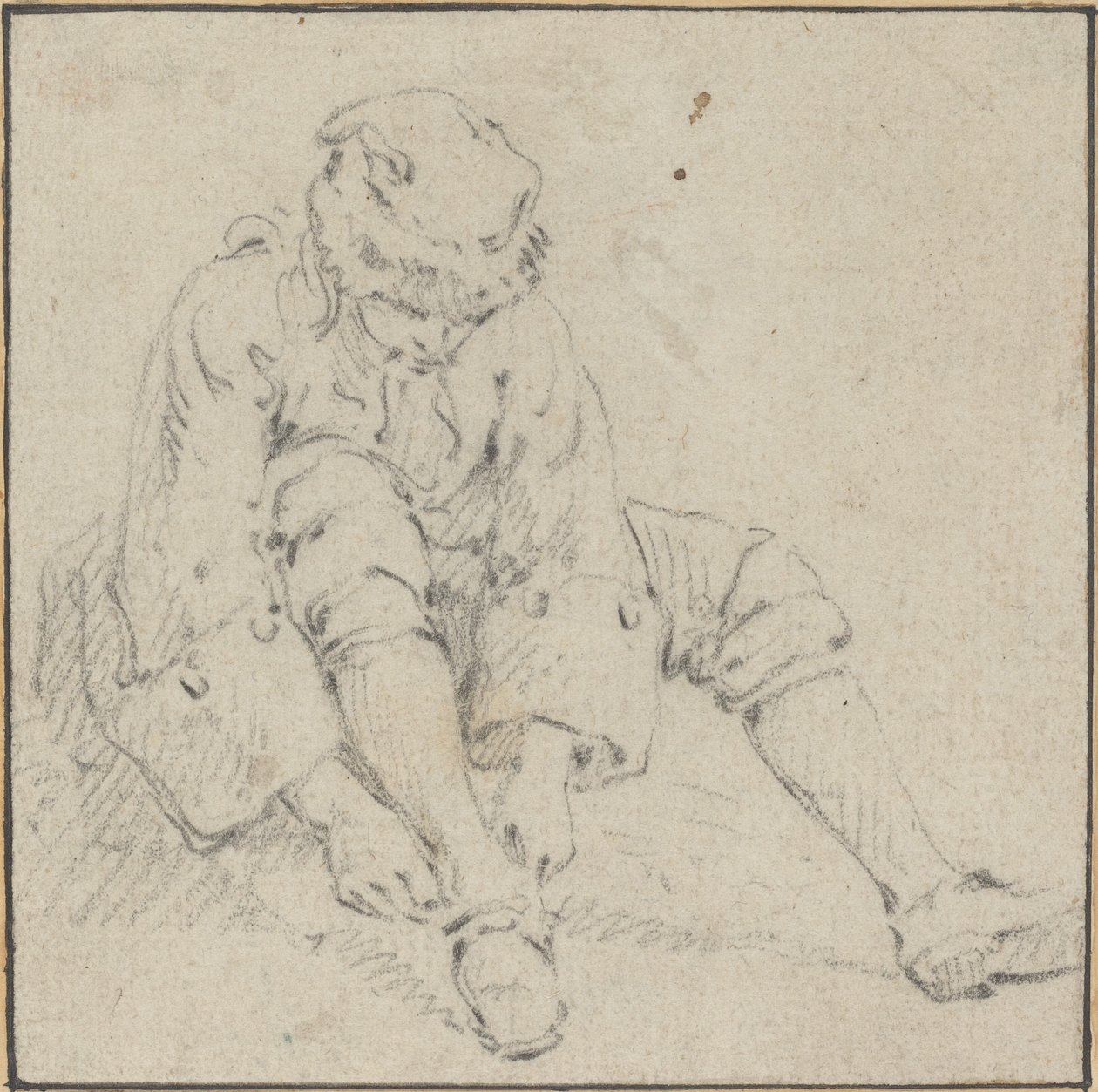 Homem puxando o sapato de Jean Baptiste Le Prince