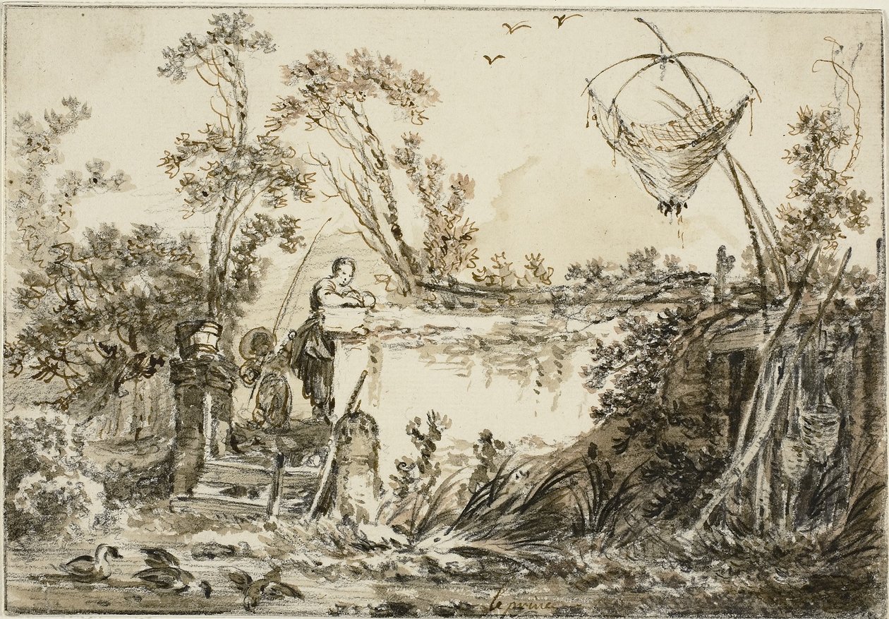 Estudo para o frontispício de Varie Vedute del Gentile, c.1755 de Jean Baptiste Le Prince