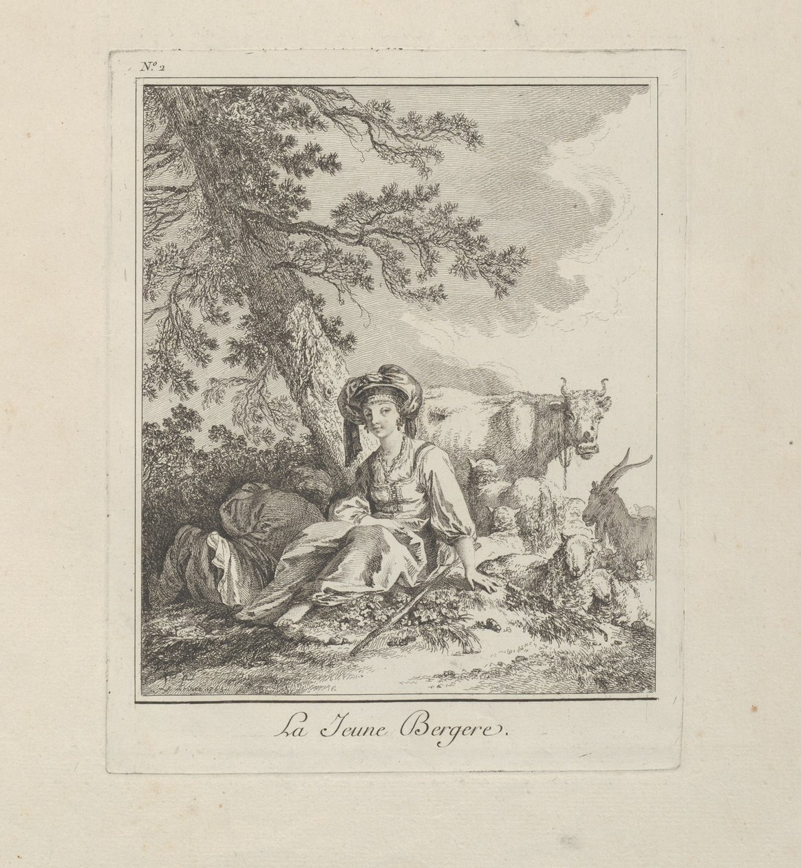 The Young Shepherdess, prato dois da Miscellaneous Clothing of the Northern Peoples de Jean Baptiste Le Prince
