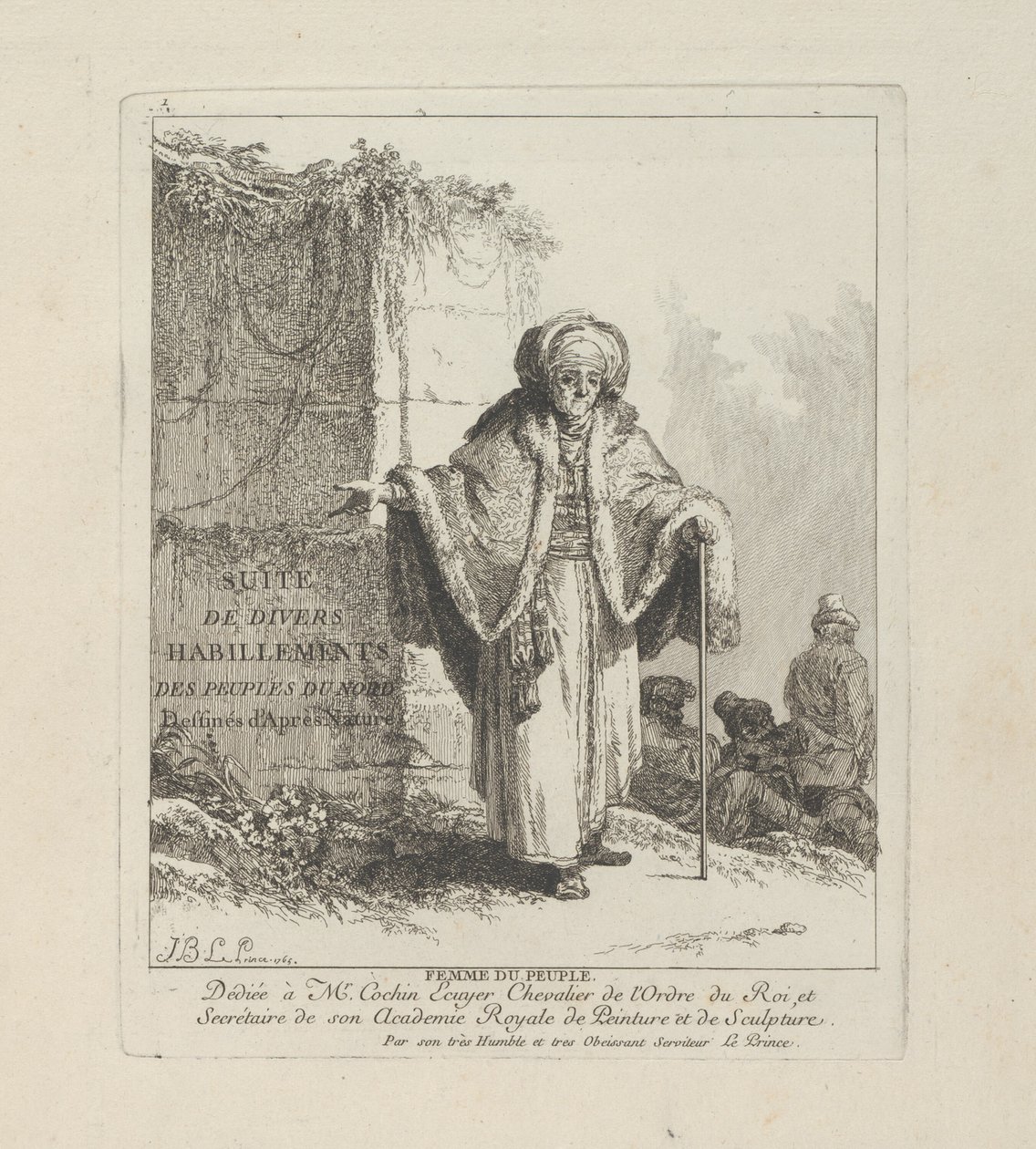 Mulher do Povo, prato um de Roupas Diversas dos Povos do Norte de Jean Baptiste Le Prince
