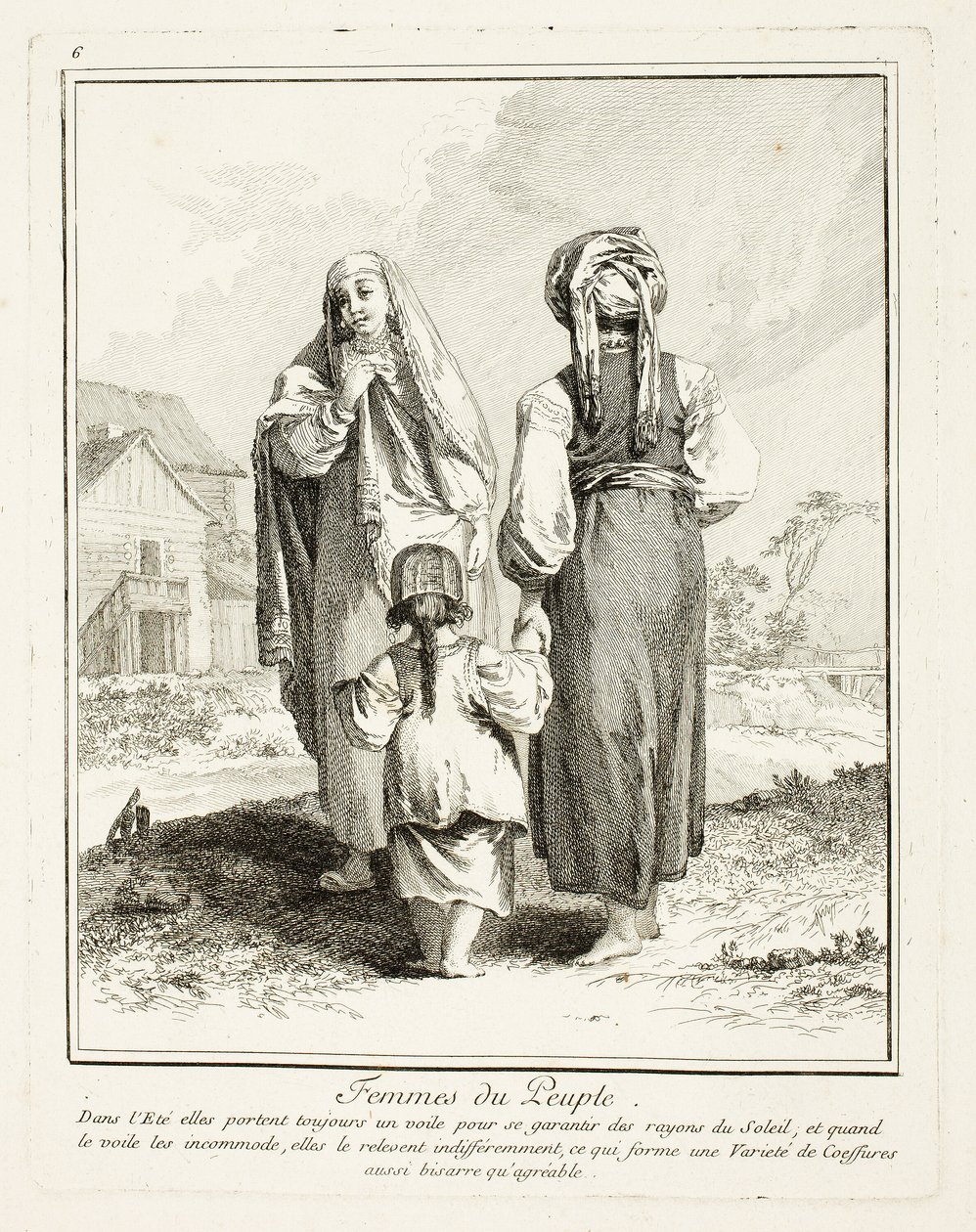 Mulheres do Povo, placa seis de Roupas Diversas dos Povos do Norte de Jean Baptiste Le Prince