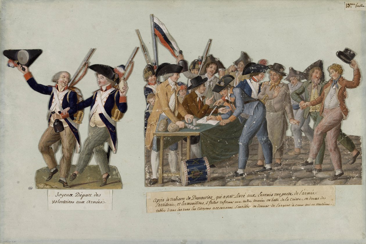 A partida dos voluntários para os exércitos revolucionários, c. 1793. de Jean Baptiste Lesueur