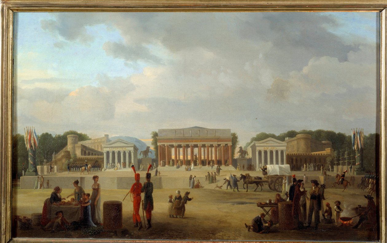 Vista do grande teatro da Place de la Concorde em Paris para a festa da Paix no 18º nevoeiro e X (11/09/1801) Pintura de Jean Baptiste Cazin (1791-1810) 1801 Sol. 0,35x0,56 m Paris, Musee Carnavalet de Jean Baptiste Louis Cazin