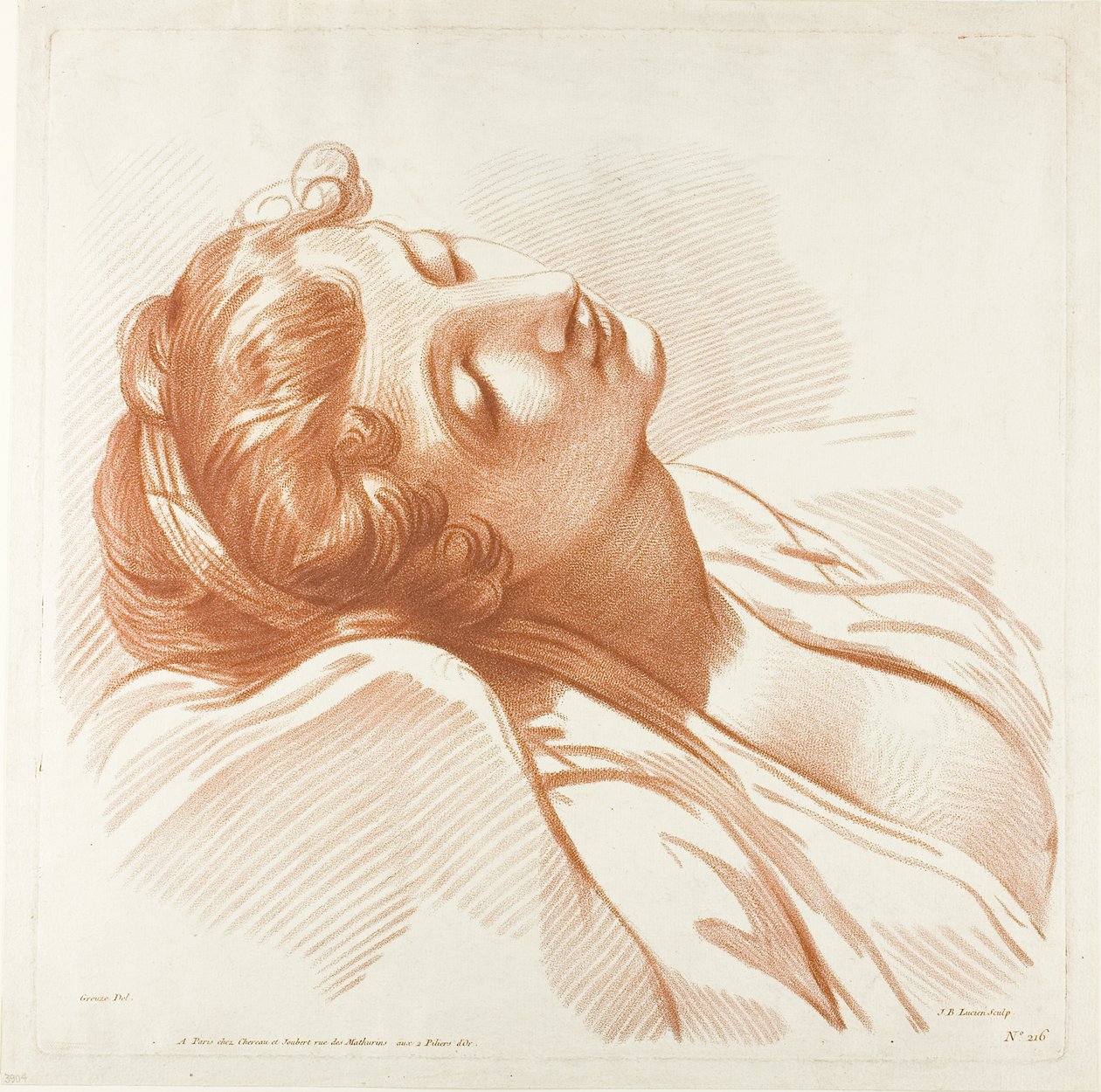 Cabeça de uma jovem mulher a dormir de Jean Baptiste Lucien