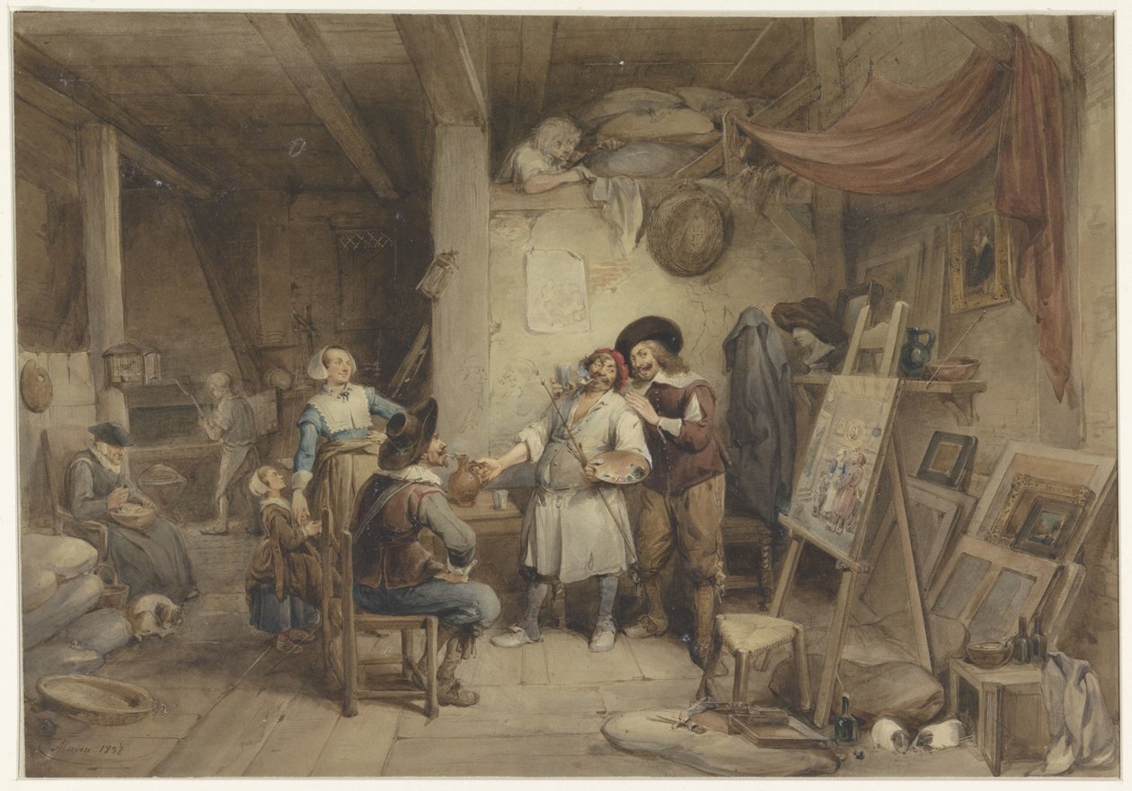 Adriaen Brouwer com o seu aluno J. van Craesbeek de Jean Baptiste Madou