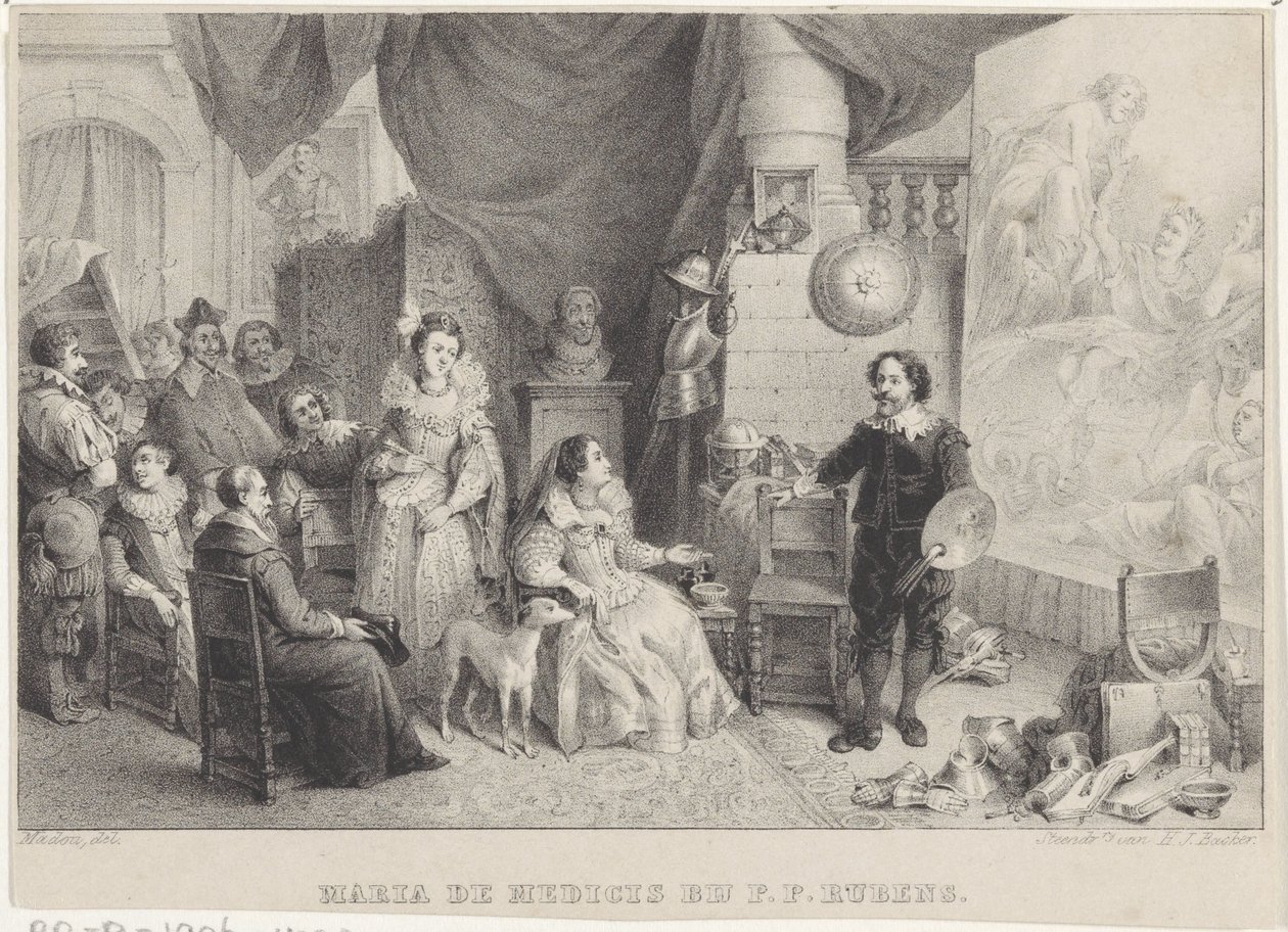 Maria de Medici com Rubens em seu ateliê de Jean Baptiste Madou