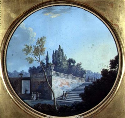 Jardim Clássico, Possivelmente em Versalhes (aguarela e guache sobre papel) de Jean Baptiste Marechal