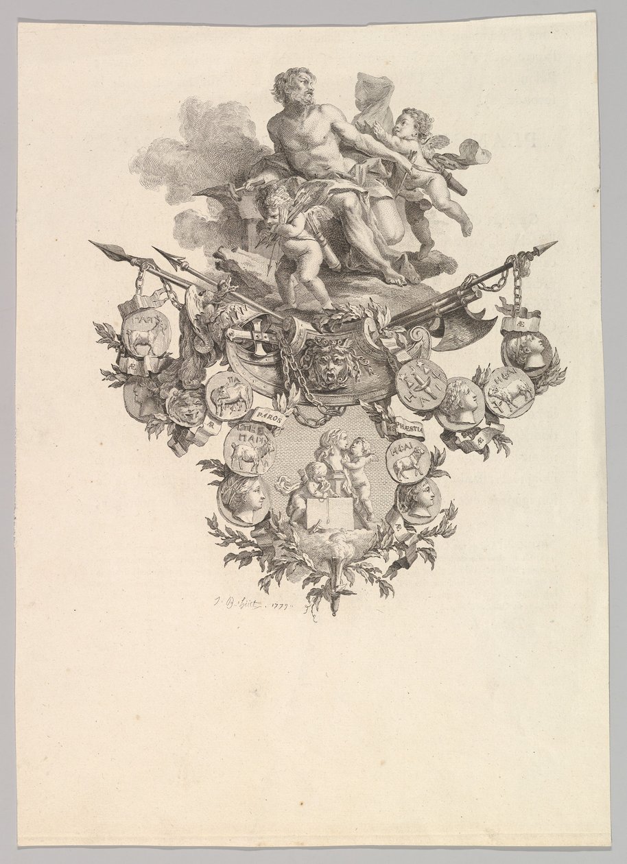 Vinheta com Hefesto e Putti, 1779. de Jean Baptiste Marie Huet