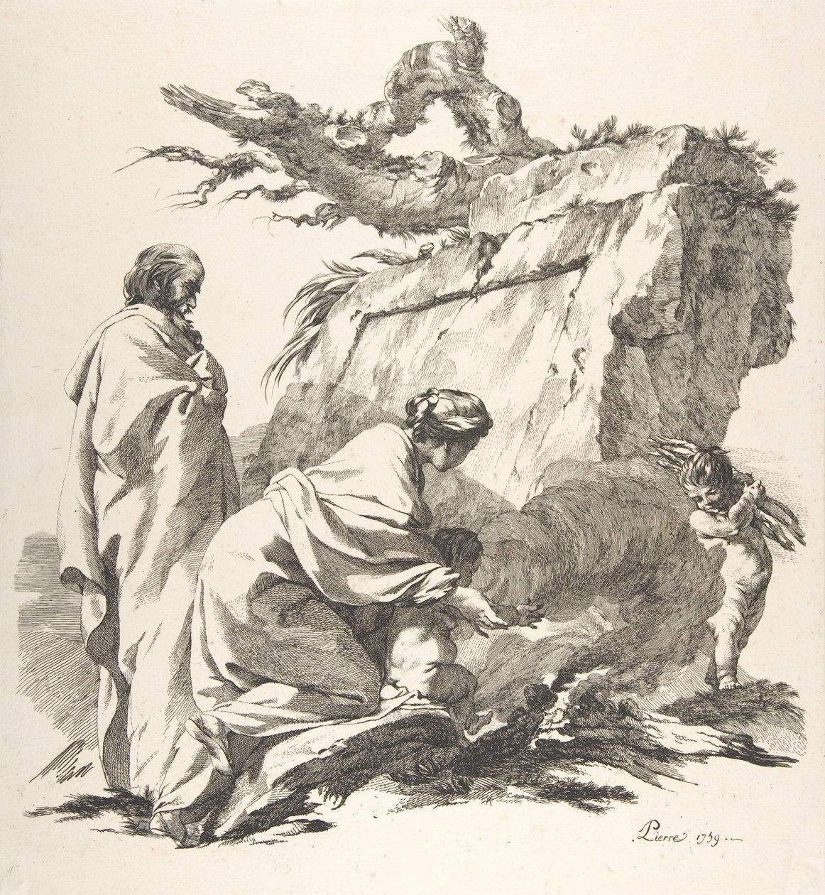 Fuga para o Egito, 1759. de Jean Baptiste Marie Pierre