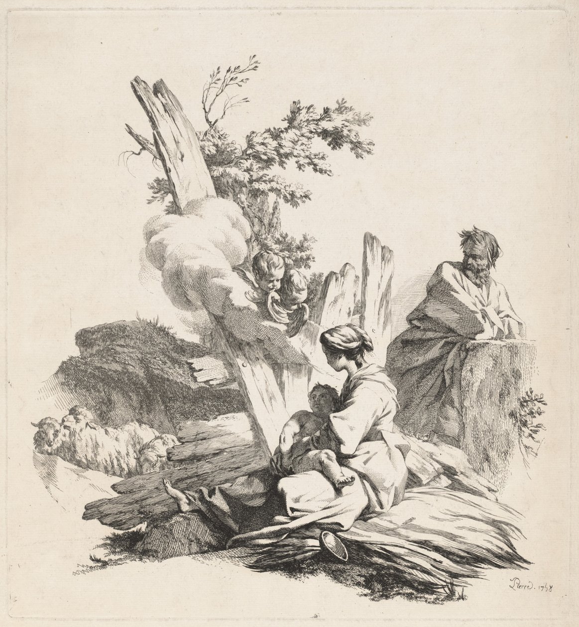 Descanse na fuga para o Egito de Jean Baptiste Marie Pierre