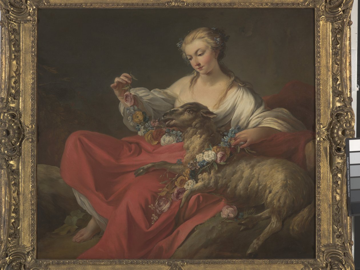The Favorite Lamb (Le Mouton Favori) (óleo sobre tela) de Jean Baptiste Marie Pierre