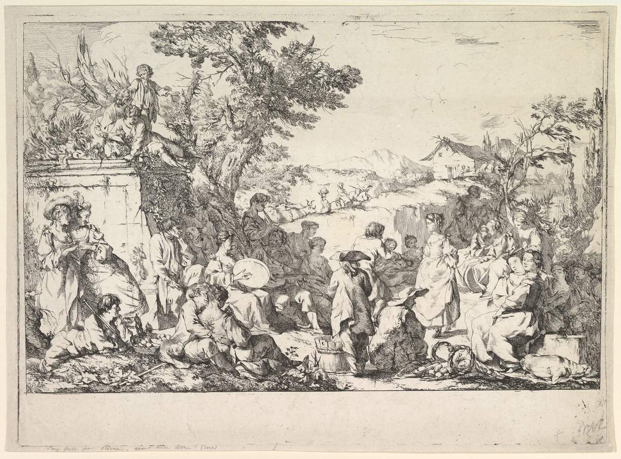 O Festival da Aldeia Festival da Aldeia no campo romano, ca. 1735-40. de Jean Baptiste Marie Pierre