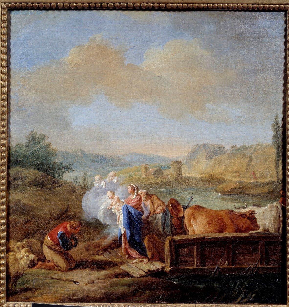 O voo no Egipto Pintura de Jean Baptiste Pierre (1713-1789) Sol do século XVIII. 047x0,45 m Rouen, Musee des Beaux Arts de Jean Baptiste Marie Pierre