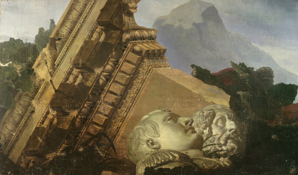 Tempo Mostrando a Destruição que Traz, estudo para teto no Louvre de Jean Baptiste Mauzaisse