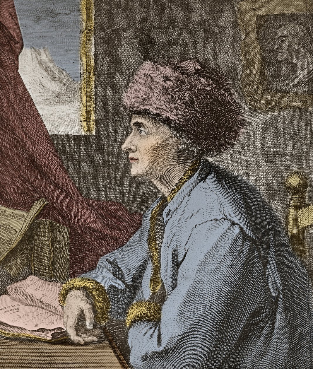 Jean Jacques Rousseau Escritor e filósofo francês em Neufchatel em 1765 gravado por J.B. Michel - Retrato de Jean-Jacques Rousseau (Jean Jacques) a Neuf Chatel em 1765 gravura de J.B. Michel de Jean Baptiste Michel