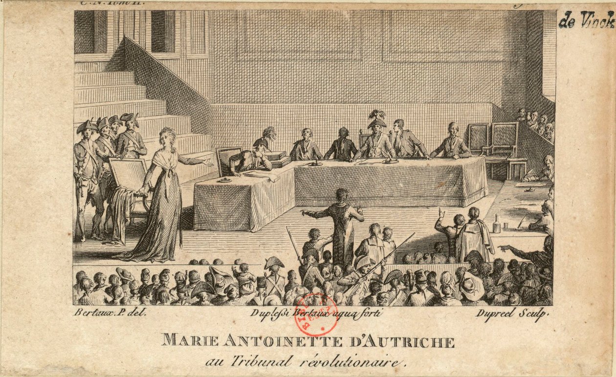 Maria Antonieta no Tribunal Revolucionário, 1806. de Jean Baptiste Michel Dupréel