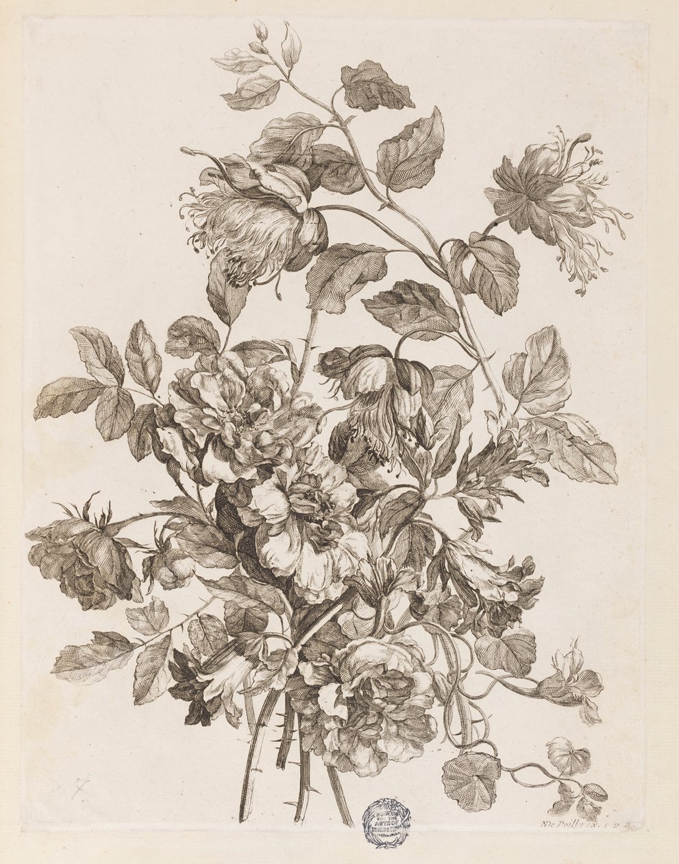 Placa de "O livro de todos os tipos de flores da natureza" de Jean Baptiste Monnoyer
