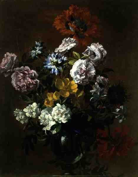 Natureza Morta de Flores em um vaso de vidro (óleo sobre tela) de Jean Baptiste Monnoyer