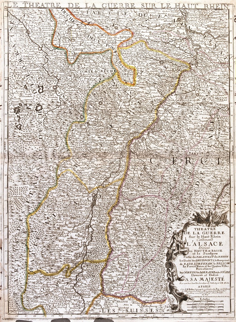 Mapa da Alsácia (França) (Gravura de Jean Baptiste Nolin