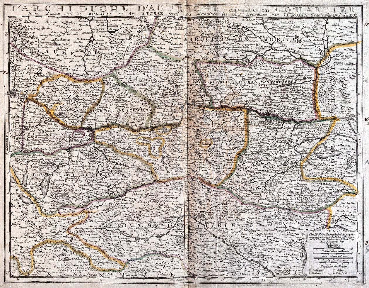 Mapa da Áustria (Gravura de Jean Baptiste Nolin