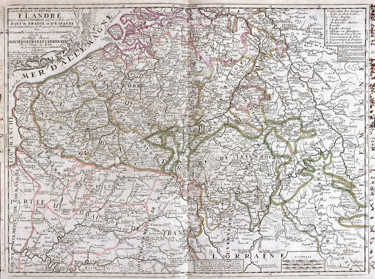 Mapa da Bélgica (Gravura de Jean Baptiste Nolin