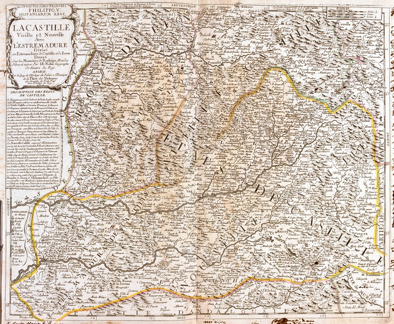 Mapa de Castilla (Espanha) (Gravura de Jean Baptiste Nolin