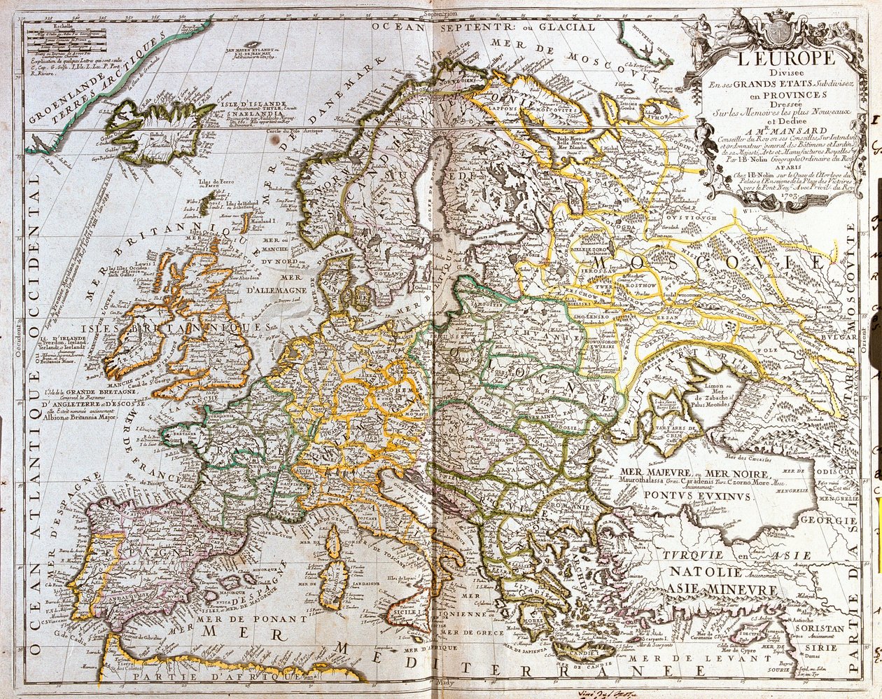 Mapa da Europa de Jean Baptiste Nolin