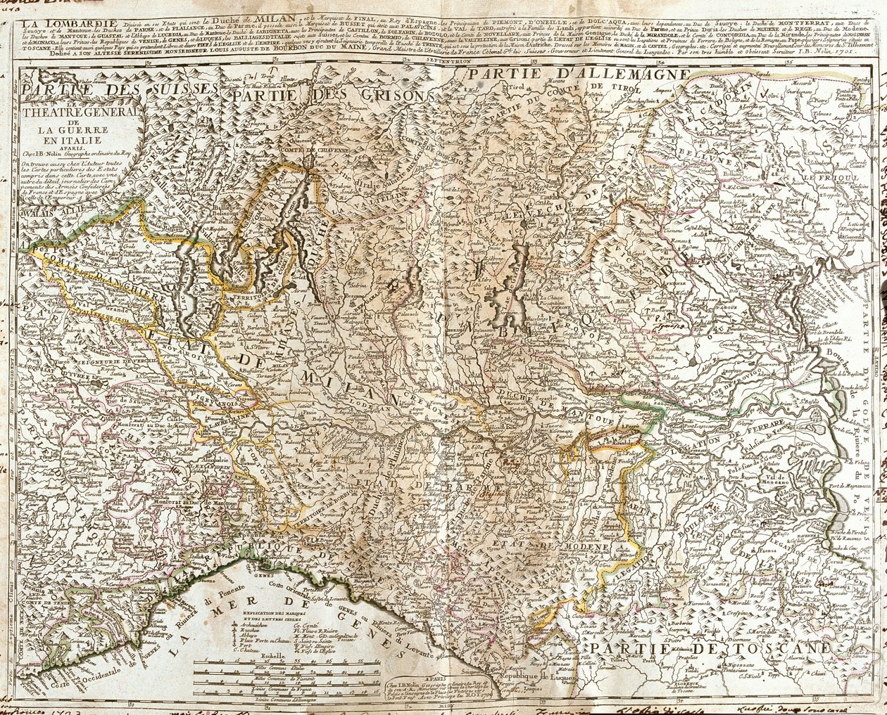 Mapa da Lombardia (Itália) (Gravura de Jean Baptiste Nolin