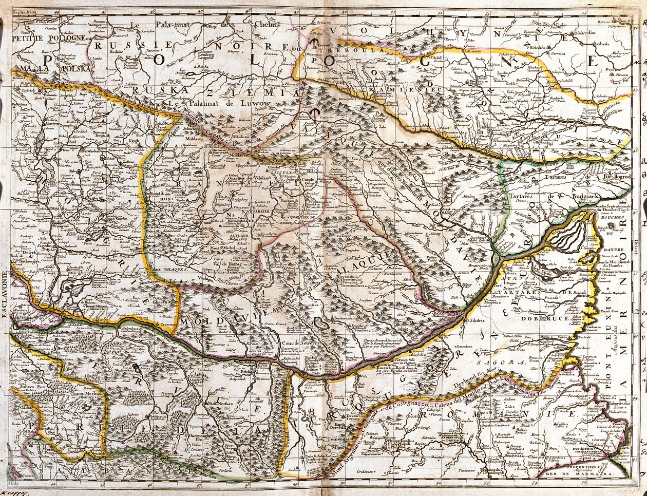 Mapa da Moravia Wallachia (República Checa) (Gravura de Jean Baptiste Nolin