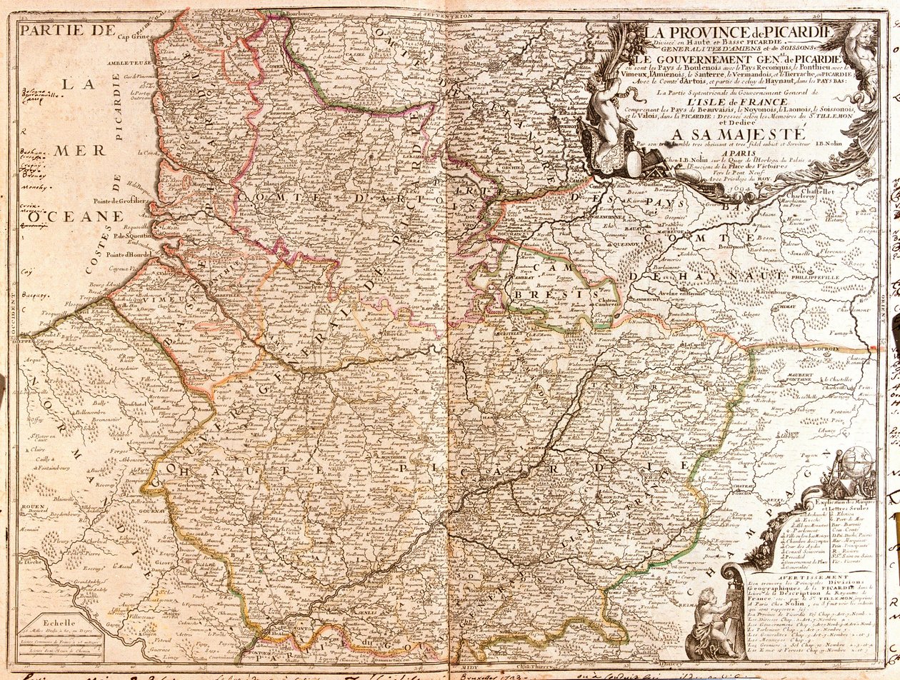 Mapa da Picardia (França) de Jean Baptiste Nolin