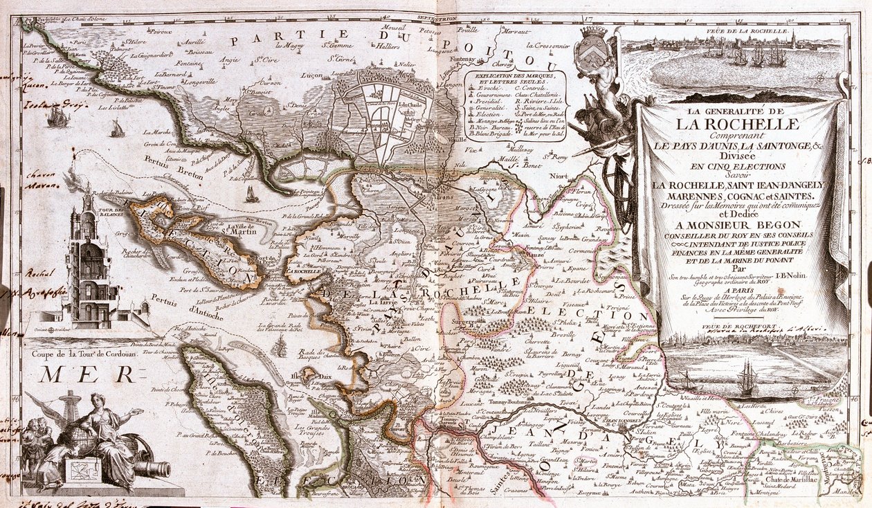 Mapa de Poitou Charentes (França) (Gravura de Jean Baptiste Nolin