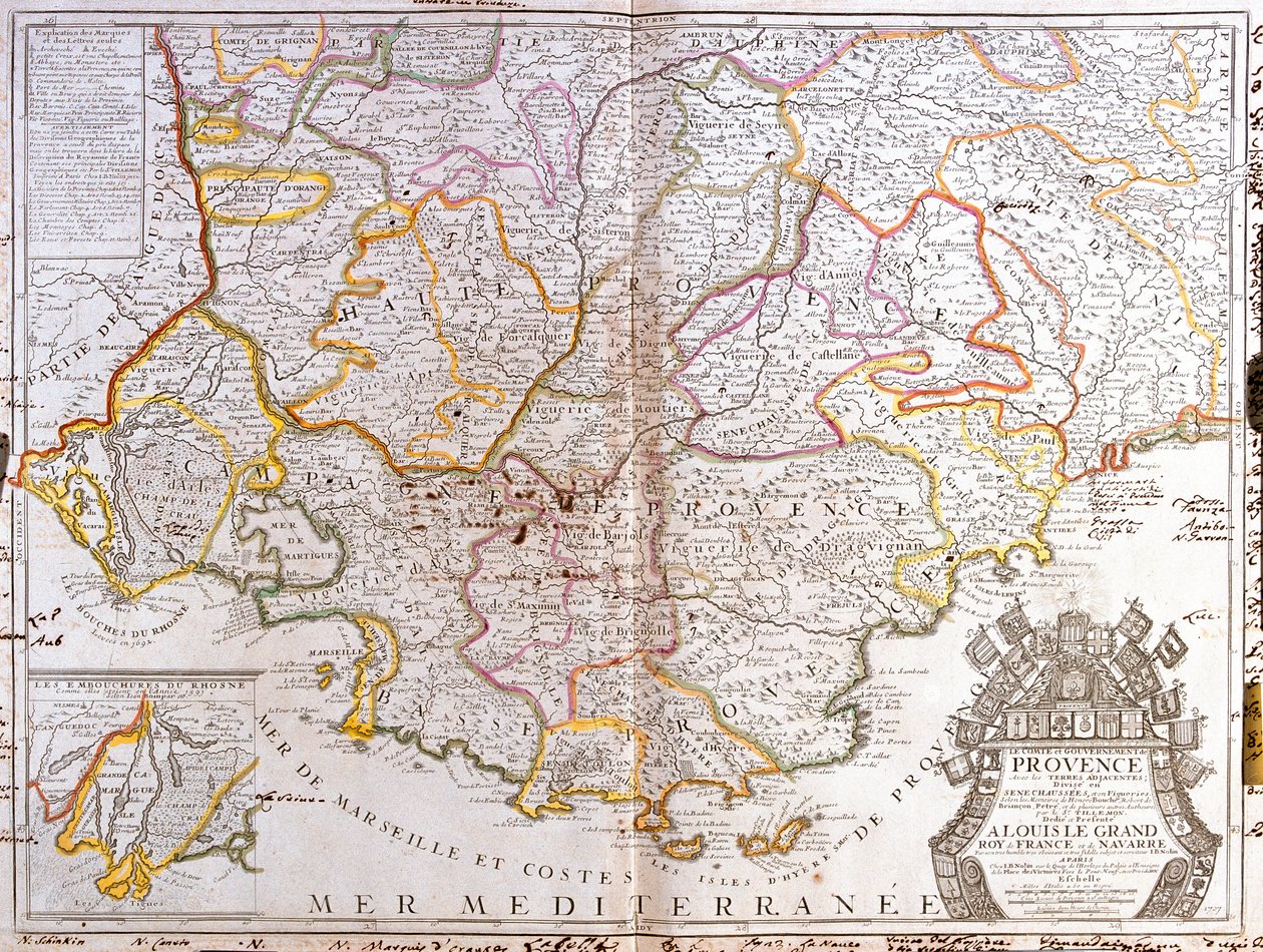 Mapa da Provença (França) (Gravura de Jean Baptiste Nolin