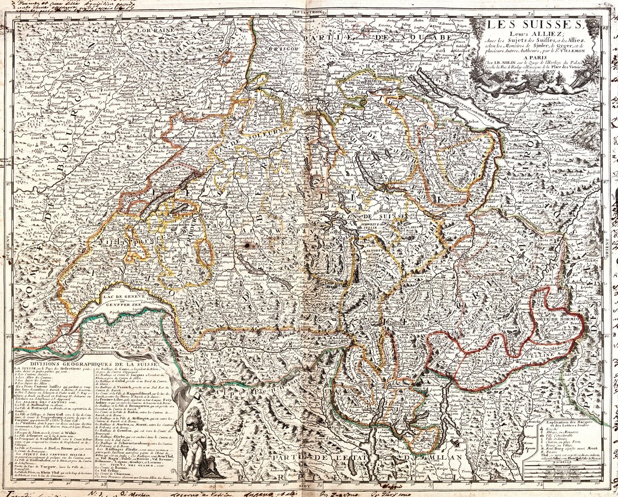 Mapa da Suíça (Gravura de Jean Baptiste Nolin