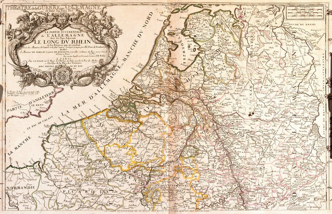 Mapa da Alemanha Ocidental e Holanda de Jean Baptiste Nolin
