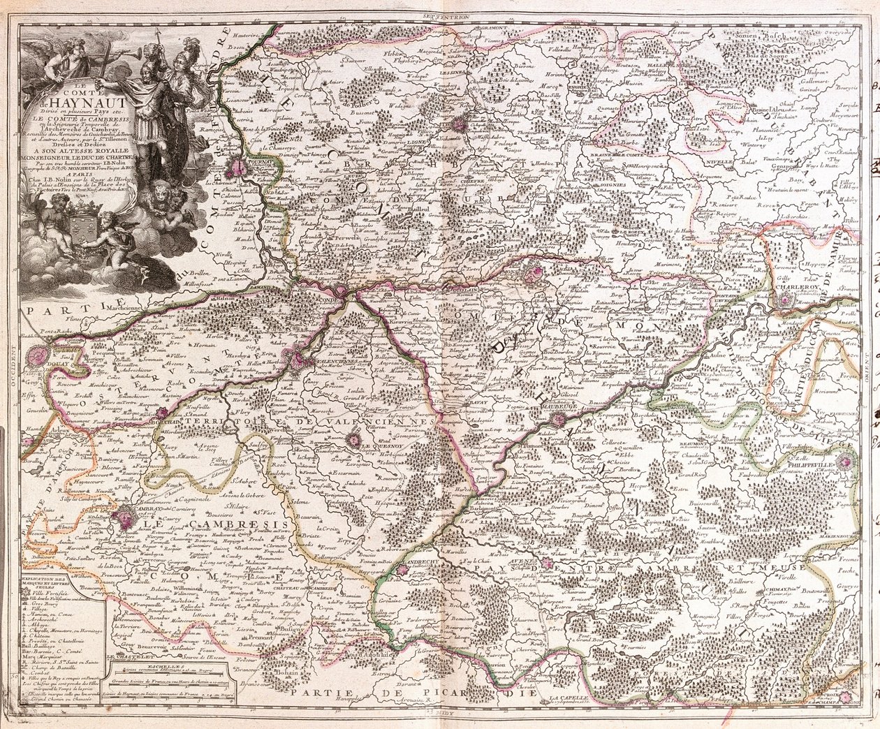 Mapa do Condado de Hainaut (Bélgica) (Gravura de Jean Baptiste Nolin