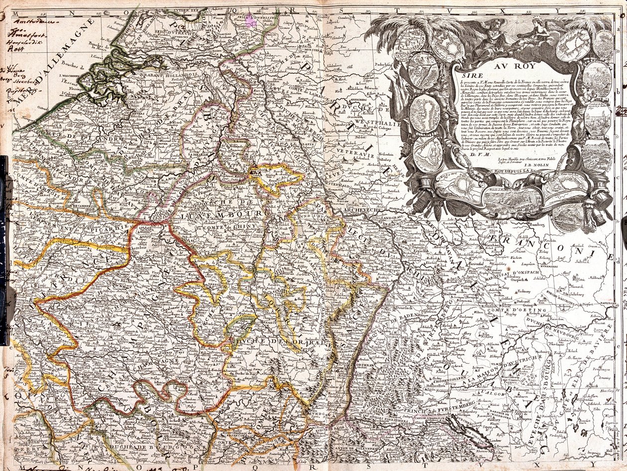 Mapa do Duche do Luxemburgo, Champagne e Duche da Lorena (Gravura de Jean Baptiste Nolin