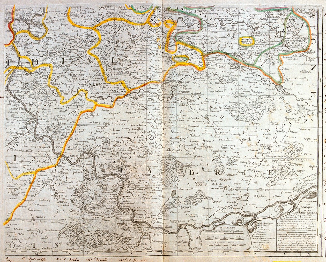 Mapa do Leste de Ile de France de Jean Baptiste Nolin